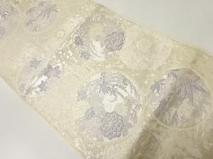 アンティーク 丸に草花模様織出し袋帯(材料)